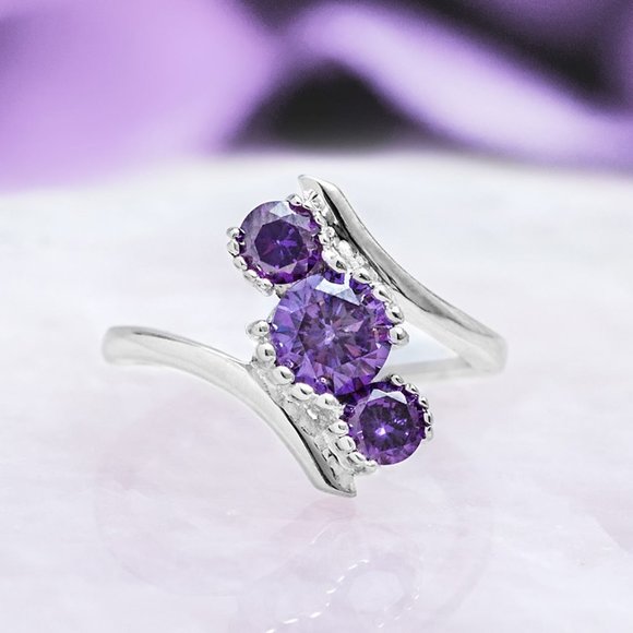 Purple Amethyst Gemstone ring, size 7, 925 Sterling Silver Charmed Aroma - Picture 5 of 5